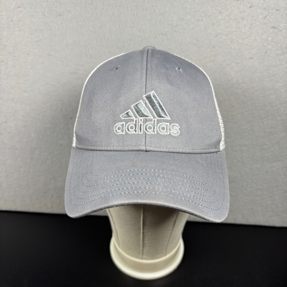 Adidas Mesh Snapback Trucker Hat Silver White Unisex Adult OSFM Aeroready Y2K